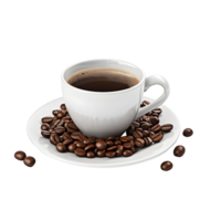 Cup of Coffee with Coffee Beans isolated on transparent background png
