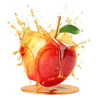 Red apple with juice splash isolated on transparent background png