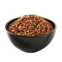 Bowl of Raw Buckwheat Groats isolated on transparent background png