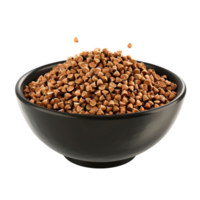 Bowl of cooked buckwheat groats isolated on transparent background png