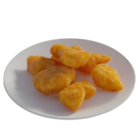Crispy Fried Chicken Nuggets on a White Plate isolated on transparent background png