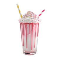 Pink milkshake with whipped cream and sprinkles isolated on transparent background png