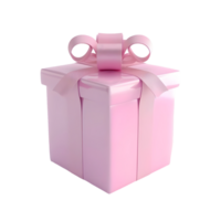 Pink gift box with bow isolated on transparent background png