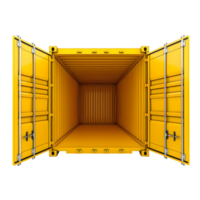 Yellow Shipping Container Open Empty isolated on transparent background png