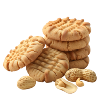 Stack of round cookies with nuts isolated on transparent background png