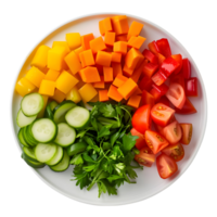 Fresh vegetable salad with colorful ingredients isolated on transparent background png