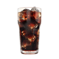 Chilled glass of cola with melting ice cubes isolated on transparent background png
