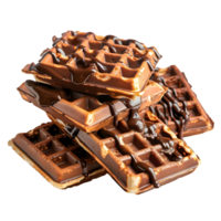Crispy chocolate waffles with syrup isolated on transparent background png