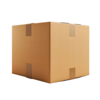 Plain brown cardboard box with visible folds and sealed edges isolated on transparent background png