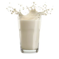 Refreshing glass of cold milk with splash effect isolated on transparent background png