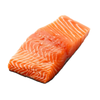 Fresh raw salmon fillet with marbled texture and bright orange hue isolated on transparent background png
