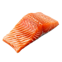 Fresh raw salmon fillet with marbled texture and deep orange color isolated on transparent background png