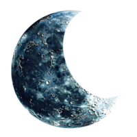 Glowing crescent moon with a detailed starry night texture isolated on transparent background png