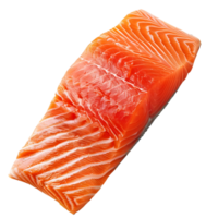 Fresh raw salmon fillet with rich orange color and marbled texture isolated on transparent background png