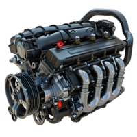 High-performance car engine with detailed metallic components isolated on transparent background png