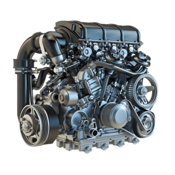 alte prestazioni automobile motore con visibile meccanico dettagli isolato su trasparente sfondo png