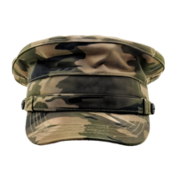Camouflage military cap with detailed fabric texture isolated on transparent background png