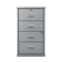 Modern office filing cabinet with three spacious drawers and a matte finish isolated on transparent background png