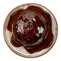 Smooth melted chocolate sauce forming a glossy swirl isolated on transparent background png