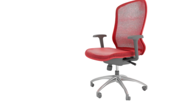 Ergonomic red office chair with mesh backrest, adjustable height, and rolling base suitable for modern workspaces. png