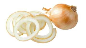 Fresh onions sliced and arranged on a clean surface ready for cooking or garnish png