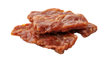 Dried and cured beef slices ready for snacking or adding to dishes enjoyed in various cuisines worldwide png