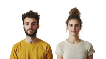 Two people standing next to each other in a studio png