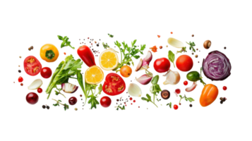 A large group of vegetables and fruits on a black background png