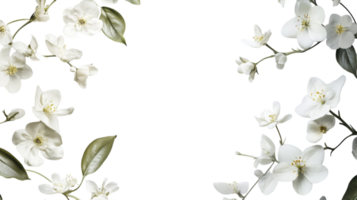 White flowers are arranged in a frame on a black background png