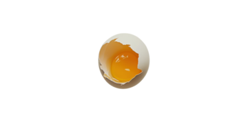 Eggshell with yolk resting inside on a white background in a minimalistic setting png
