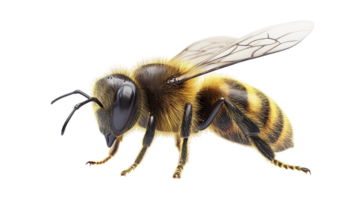 Detailed depiction of a bee showcasing its vibrant coloration and intricate wing structure in a natural setting png
