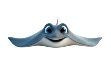 Charming cartoon stingray with big eyes showcasing a friendly expression in a playful underwater setting png