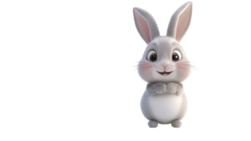 Cute animated rabbit standing cheerfully with a friendly expression against a plain background png