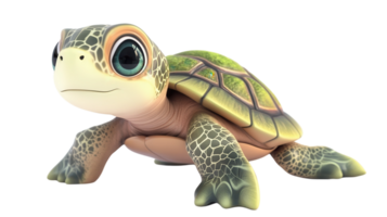 Young sea turtle exploring a vibrant underwater environment in a colorful animated style png