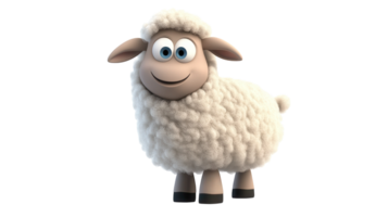 Cartoon sheep with a cheerful expression standing on a white background, showcasing a friendly animated character design png