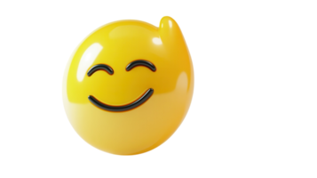 Bright yellow smiling emoji with a playful wave gesture in a light backdrop png