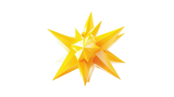 Bright geometric star design with sharp points and vibrant yellow color on a white background png