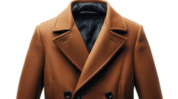 Stylish brown coat displayed on a white background showcasing its elegant design and tailored features for a fashionable look png