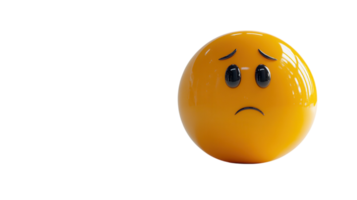 Sad yellow emoji expressing disappointment with large eyes on a plain background in a minimalistic design png