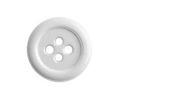 White four-hole button on a plain background used in sewing and clothing design projects png