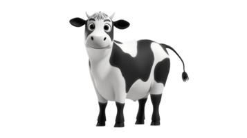 Cute and cheerful cartoon cow standing with a friendly expression, set in a playful and animated style png