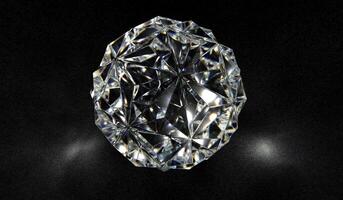 Diamond circle shape, black background, 3D illustration photo