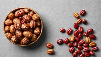 Above view nuts assortment with copy-space photo