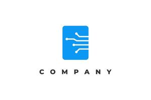 digital wire on rectangle shape blue logo vector