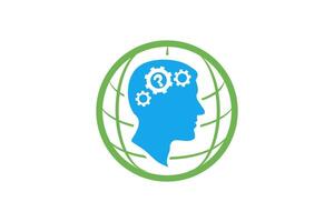 head silhouette with question mark and the globe vector
