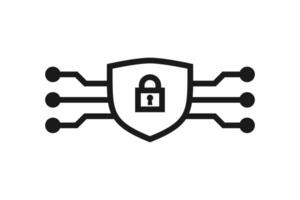 cyber security shield and digital wire icon vector