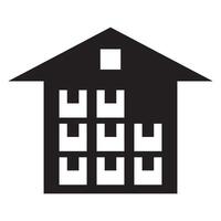 A black and white house with a window and a ladder vector