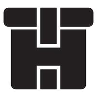 A black and white icon of a box with a handle vector