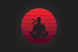 Ninja style sunshine design in red color vector