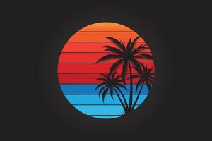 sunshine with palm tree and various color combined vector